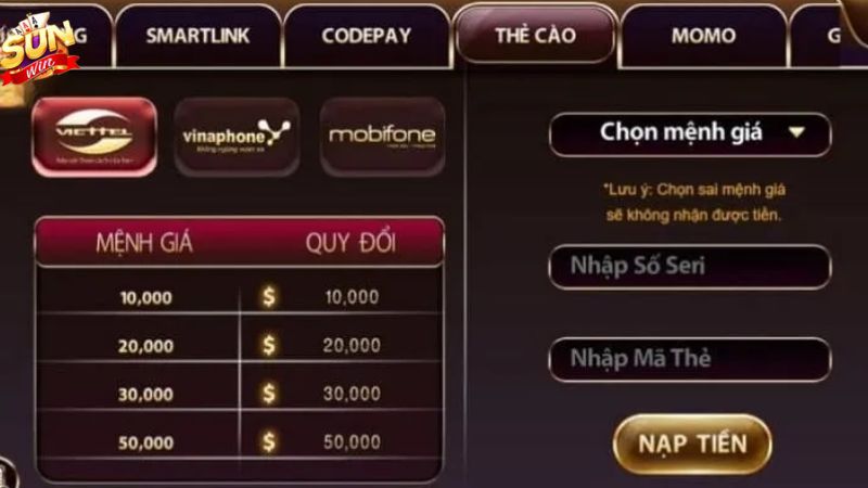 Nạp tiền bằng thẻ cào điện thoại